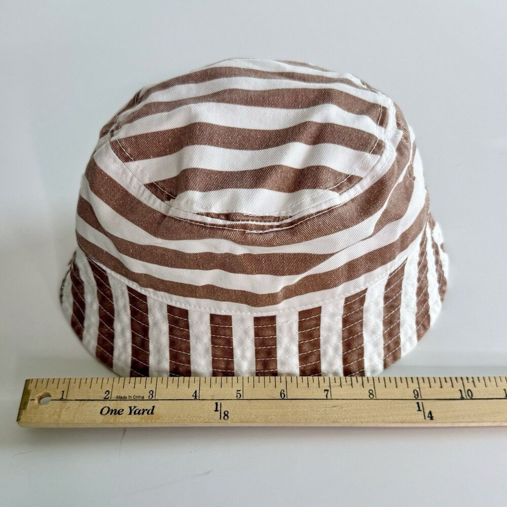 AERIE Bucket Hat Women's Sz O/S Brown & White Striped Cotton NWT Summer Beach - Picture 7 of 10